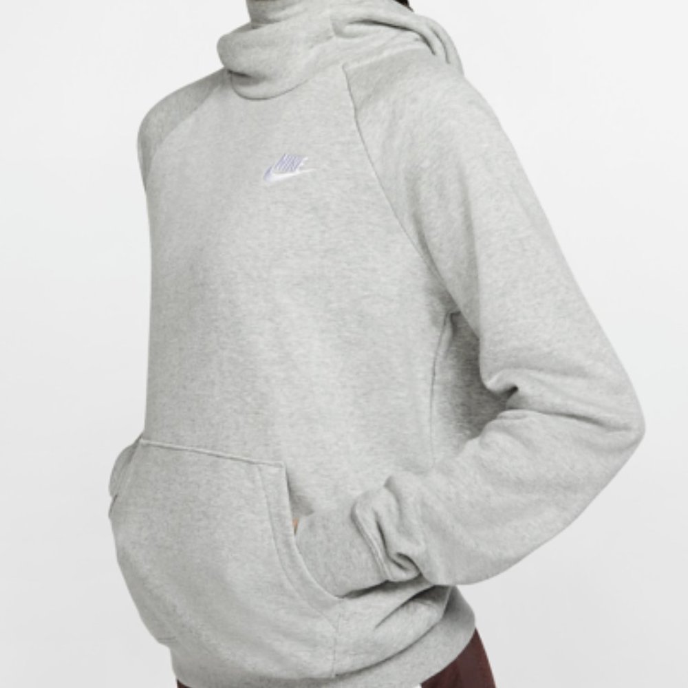 Nike Sportswear Women's Funnel-Neck Fleece Pullover Hoodie | Heather Grey | XL